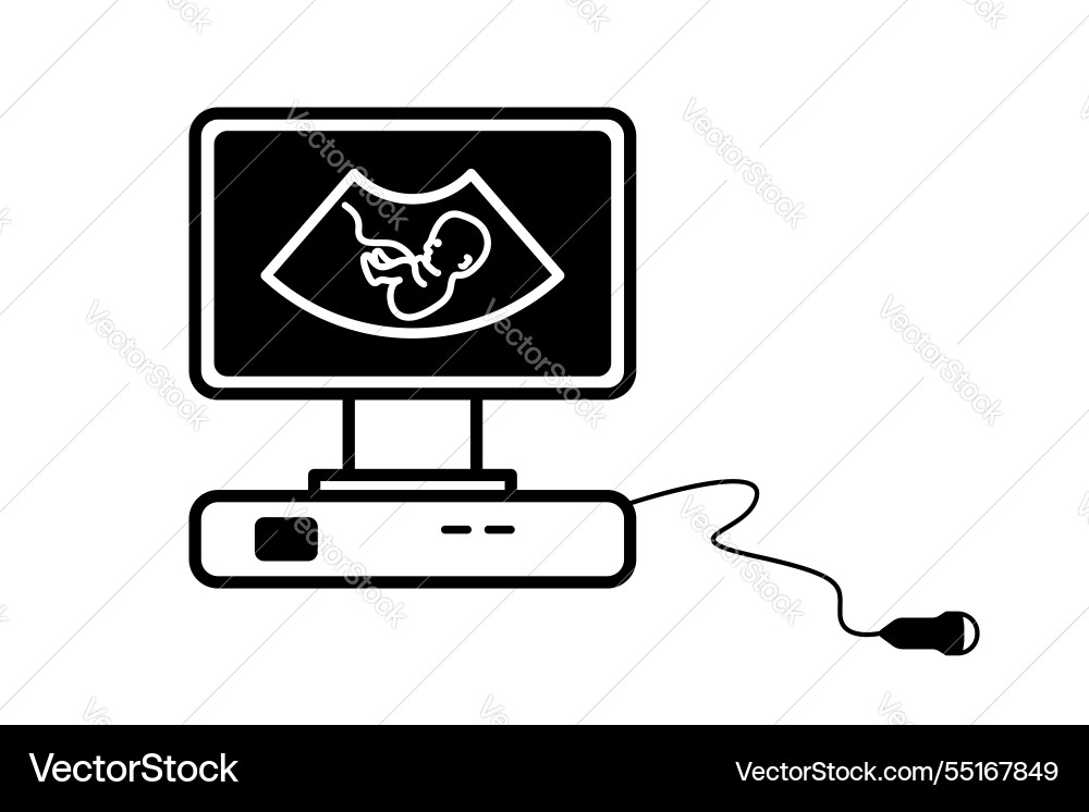 Ultraschall-Maschine zeigt Fötus während Ultraschall-Maschine zeigt Fötus während vektorbild