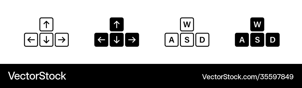 WASD Keyboard Buttons Icon Set vector image