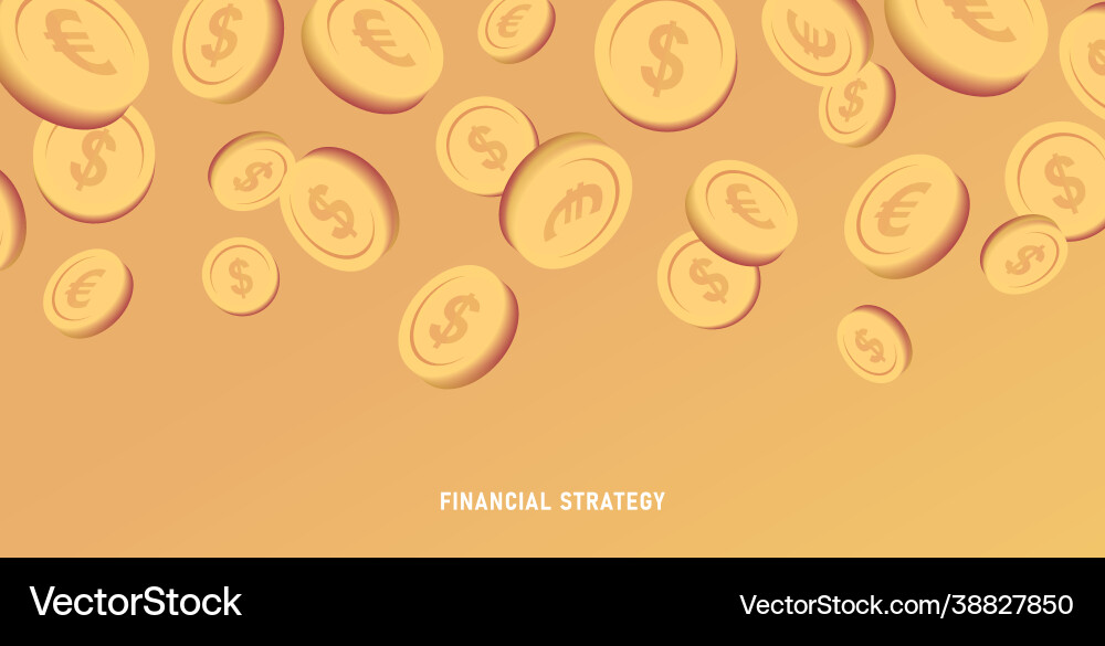 Business background with golden euro coins falling Business background with golden euro coins falling vector image