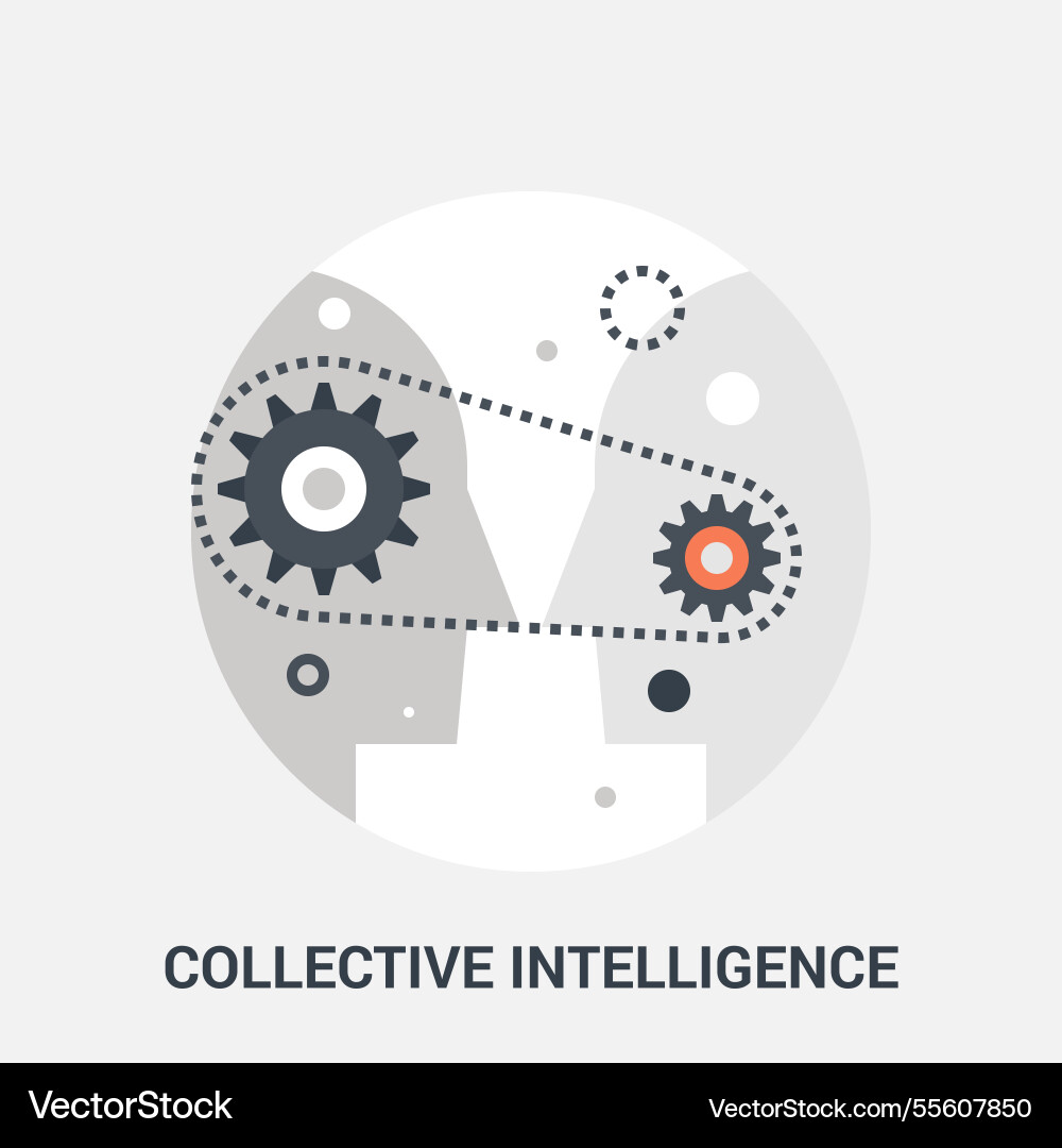 Collective intelligence flat icon design concept Collective intelligence flat icon design concept vector image