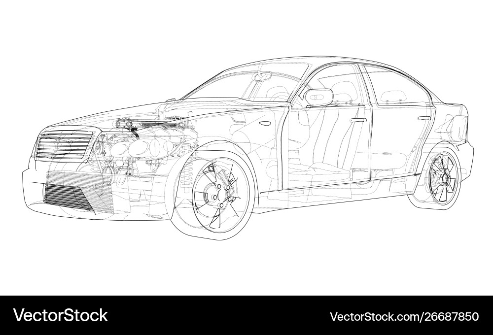 Concept car rendering 3d Concept car rendering 3d Vector Image