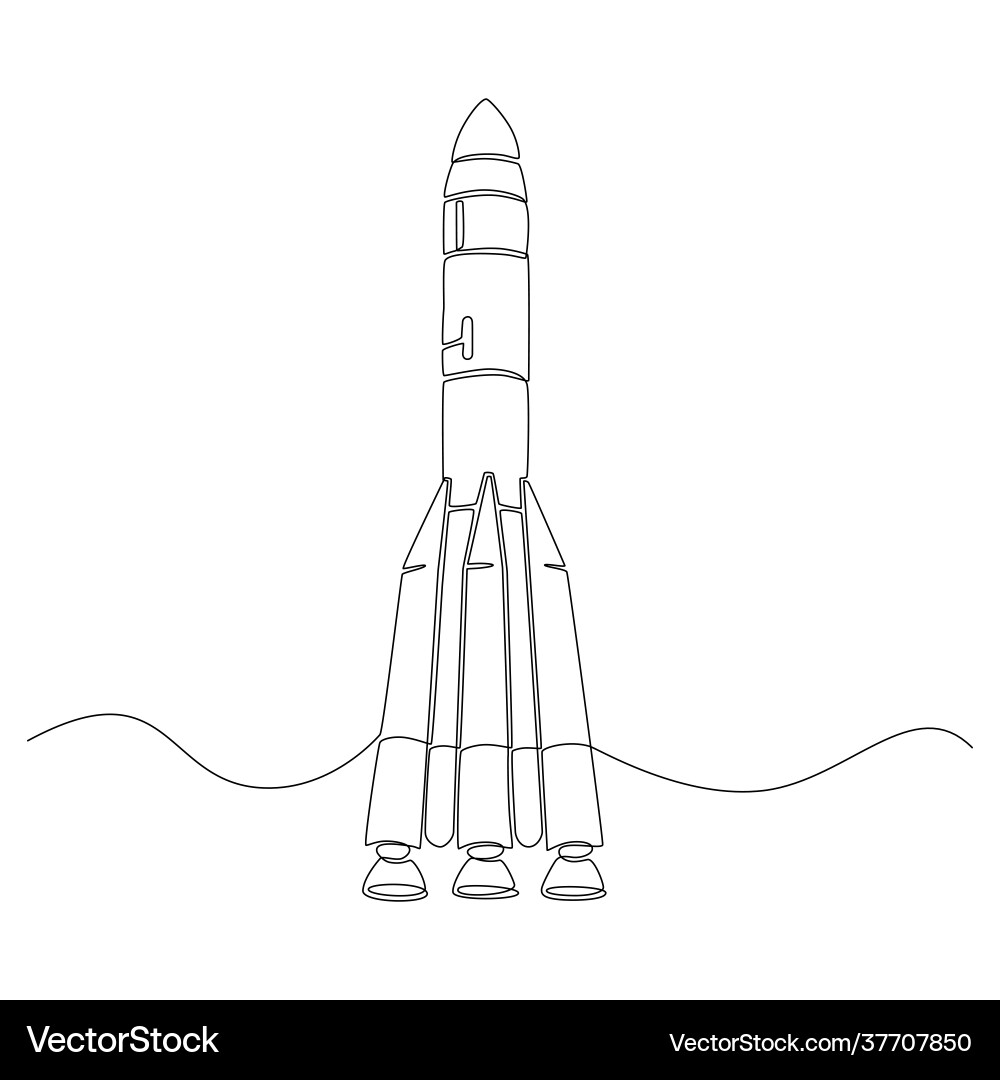 Continuous line drawing space rocket Continuous line drawing space rocket vector image