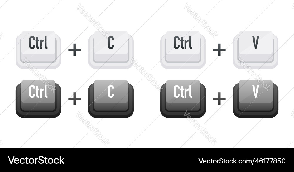 Ctrl c and v keyboard keys shortcut Ctrl c and v keyboard keys shortcut vector image