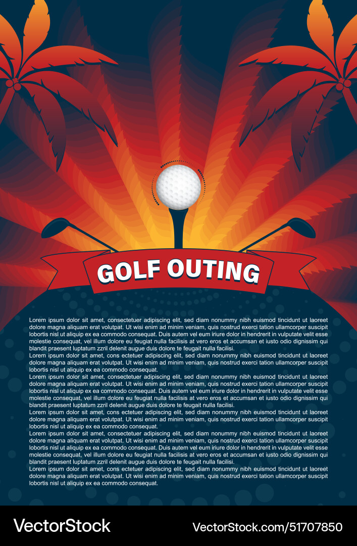 Golf outing template design with ball Royalty Free Vector
