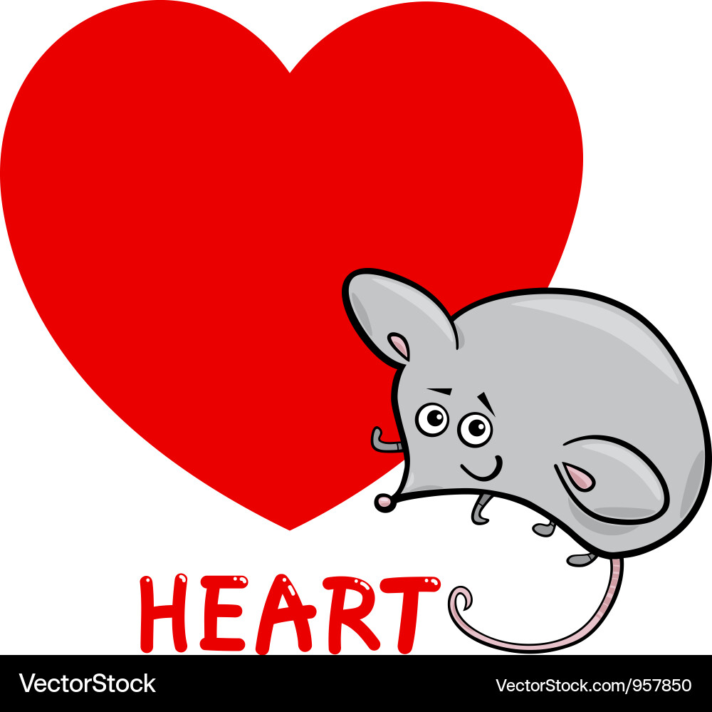 Heart shape with cartoon mouse Vector Image