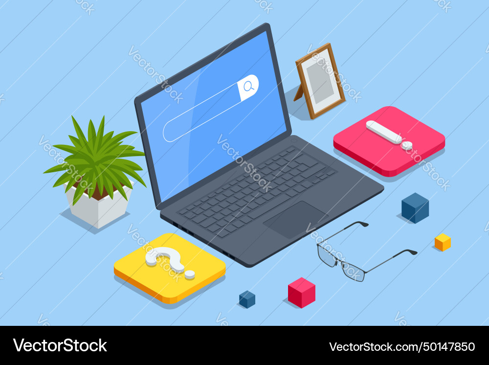Isometric question marks message box Isometric question marks message box vector image