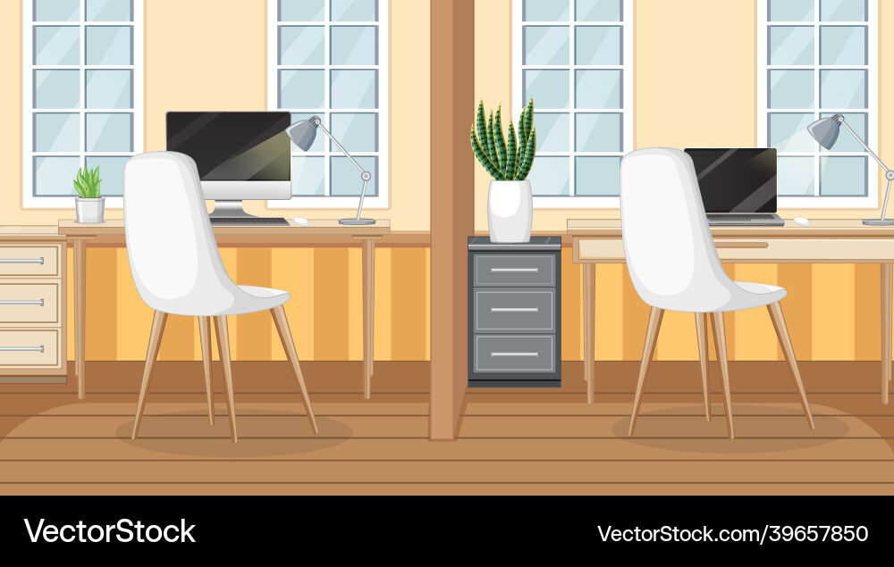 Office scene with computer on the table Vector Image
