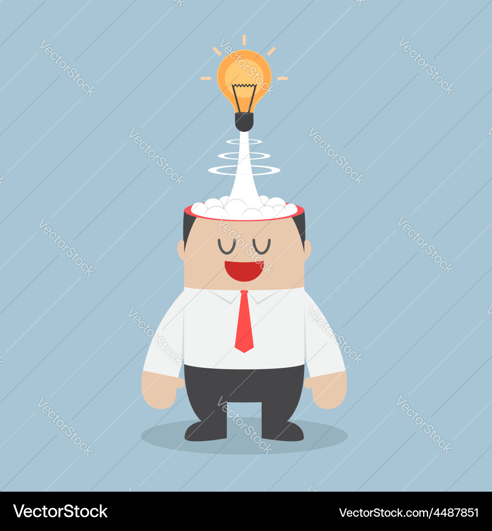 Light bulb of idea exploding from businessman head Light bulb of idea exploding from businessman head vector image