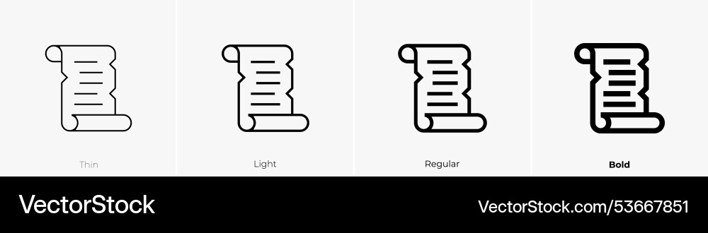 Scroll icon thin light regular and bold style vector image