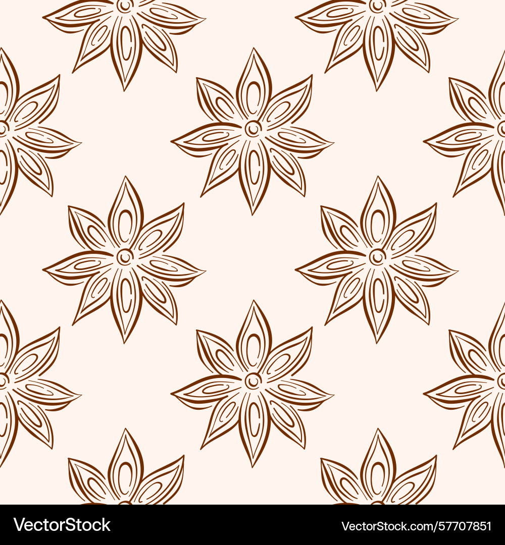 Seamless pattern of star anise in line art style Seamless pattern of star anise in line art style Vector Image