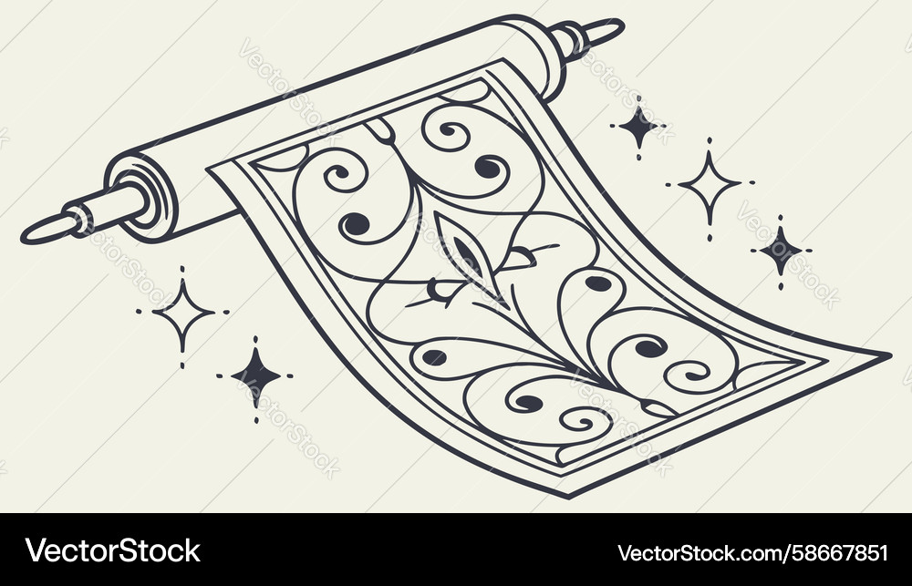 Unrolled ornate scroll with ancient pattern Vector Image