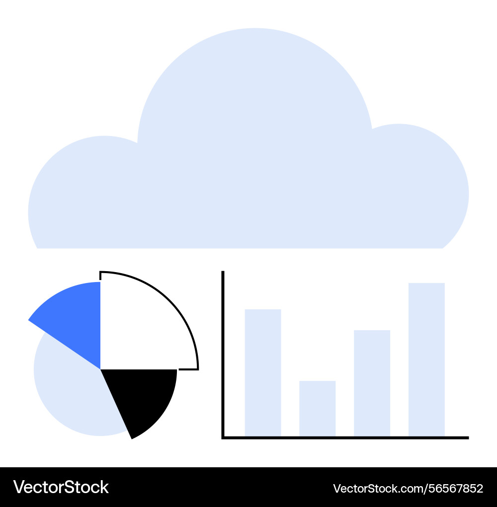 Cloud data representation with pie chart and bar Cloud data representation with pie chart and bar Vector Image
