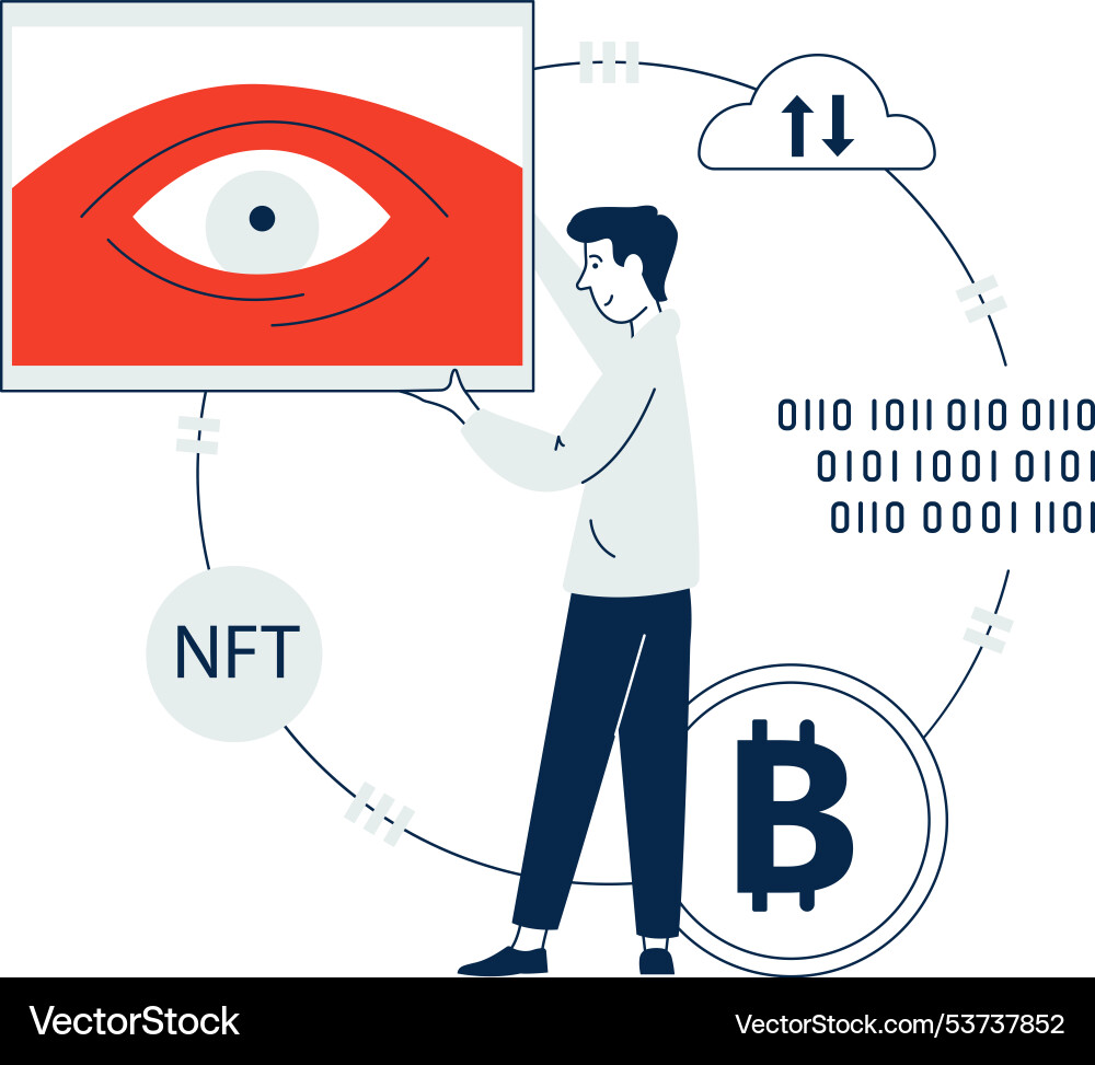 Crypto art binary code bitcoin money transfer vector image