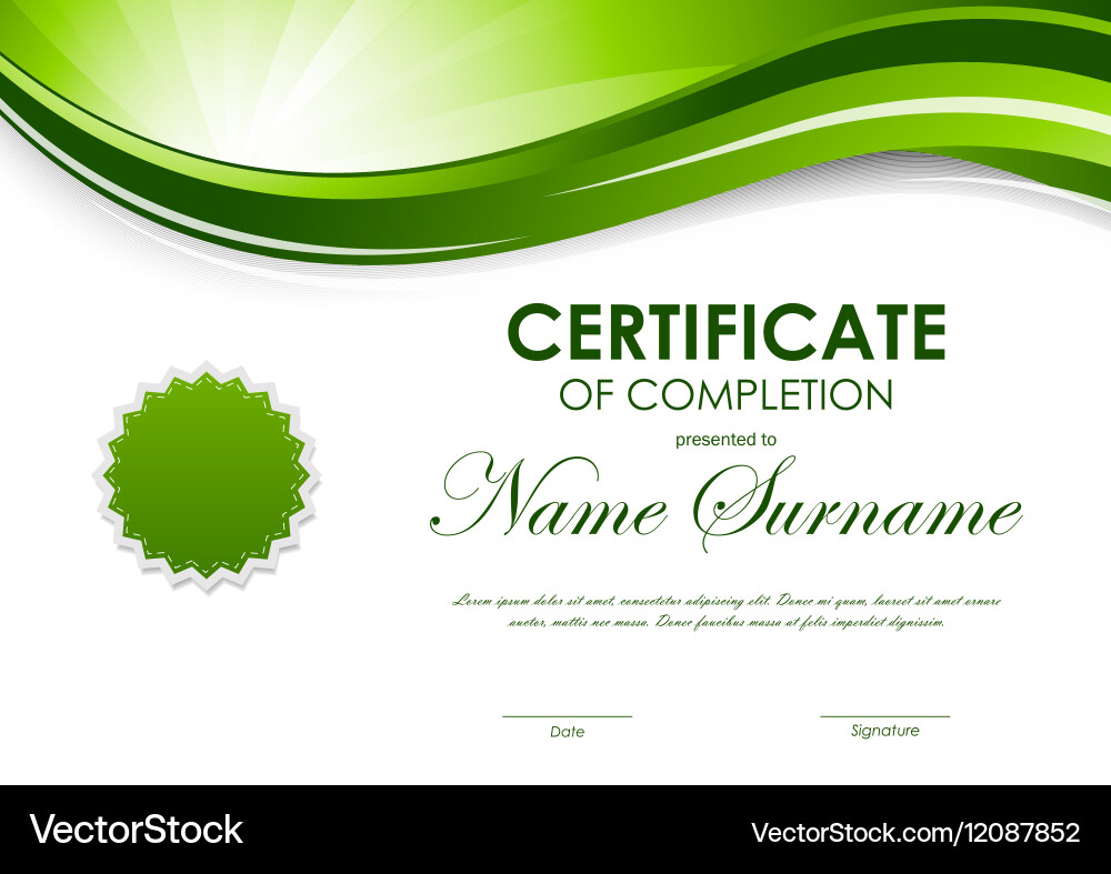 Dynamic Completion Certificate Vector Image