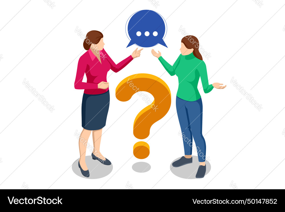 Isometric question marks message box vector image