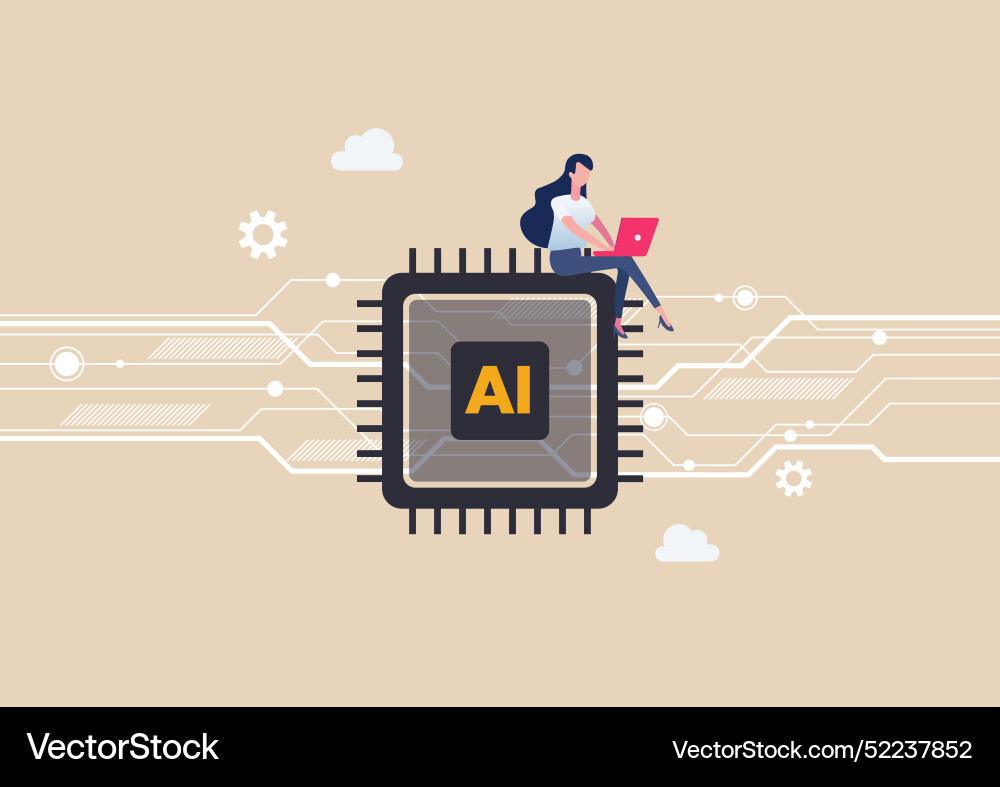 People working with ai artificial intelligence People working with ai artificial intelligence vector image