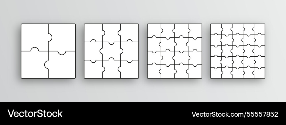Puzzle grid set jigsaw outline templates simple Puzzle grid set jigsaw outline templates simple vector image