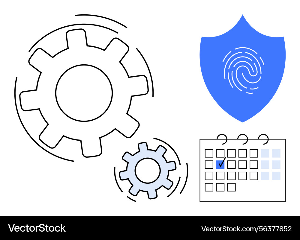Security gears and calendar representing Security gears and calendar representing vector image