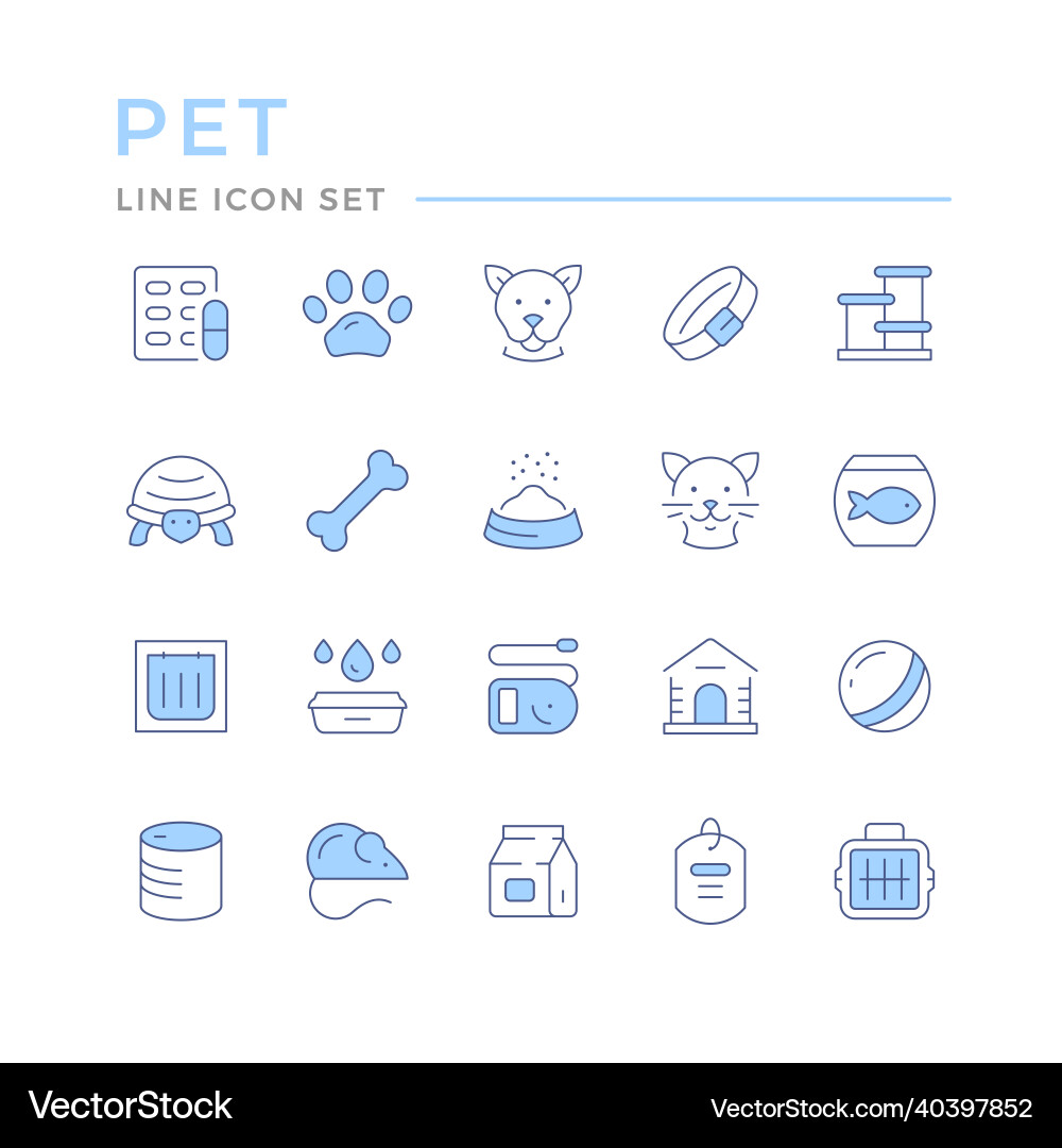 Set color line icons of pet vector image