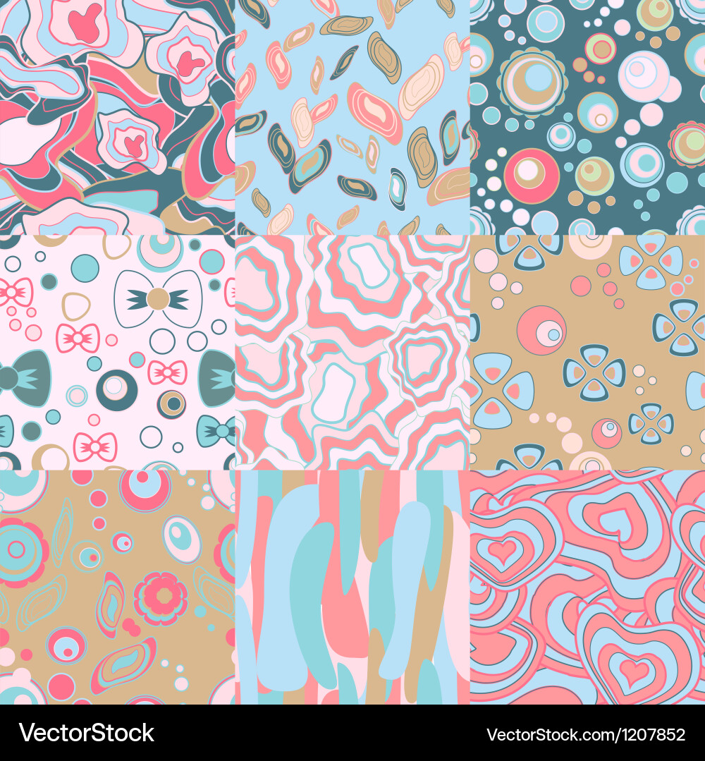 Set of abstract seamless patterns vector image