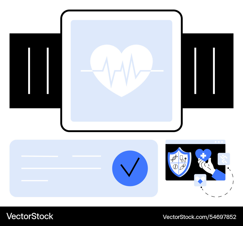 Smartwatch with heart monitoring display Smartwatch with heart monitoring display Vector Image