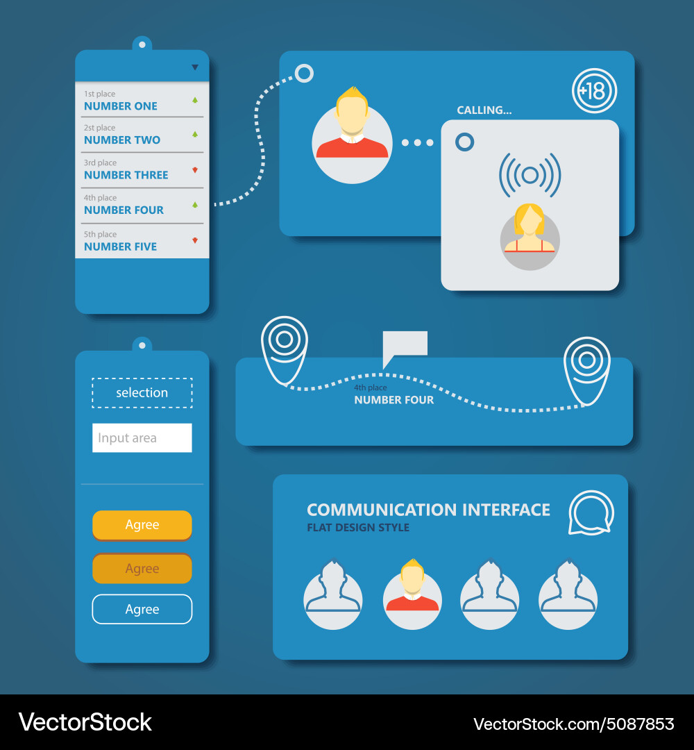 Different flat design interface elements vector image