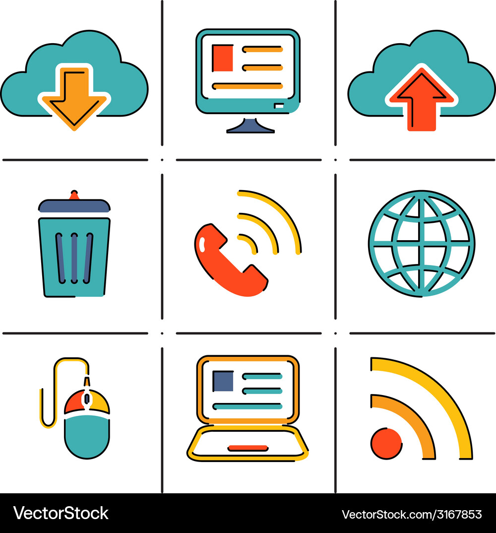Internet network communication mobile devices line Vector Image