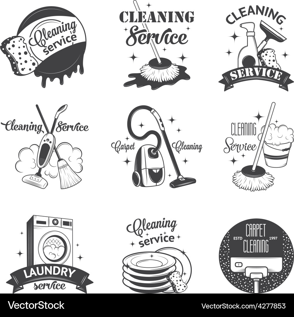 Vintage Cleaning Service Badges & Labels Vector Image