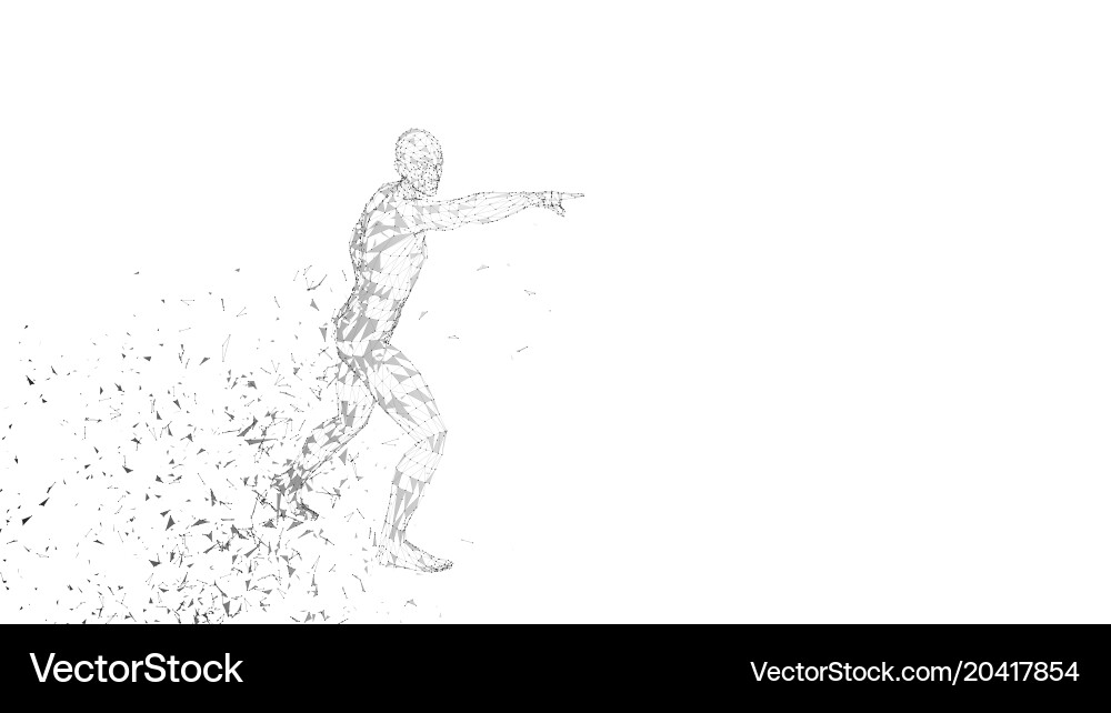 Conceptual abstract man touching or pointing vector image