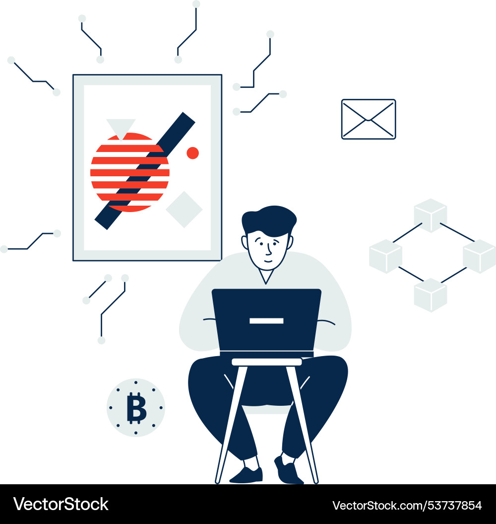 Crypto art creation blockchain transfer virtual Crypto art creation blockchain transfer virtual vector image