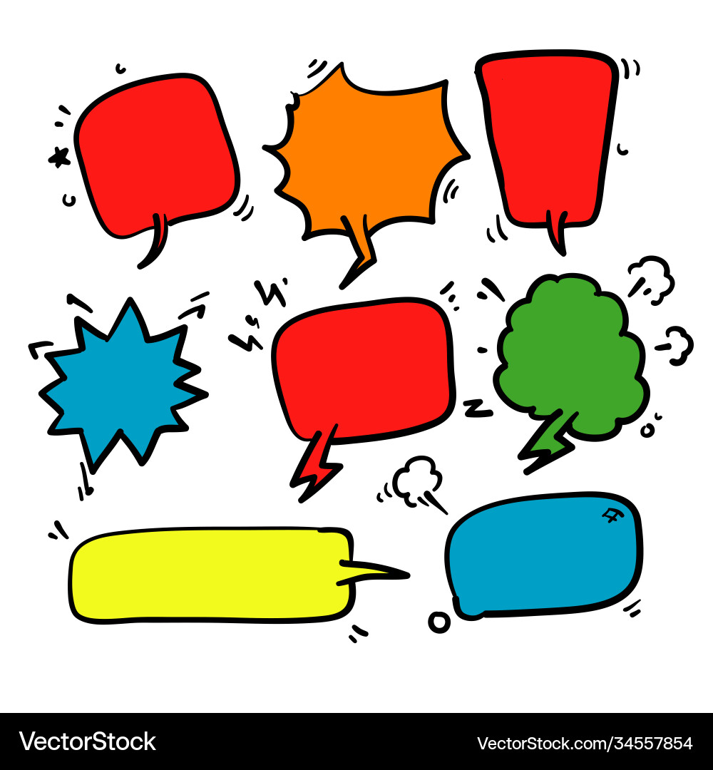 Hand drawn set empty comic speech bubbles Vector Image