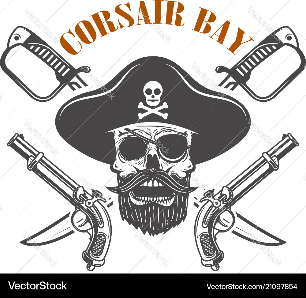 Pirate Corsair Bay Emblem Vector Image