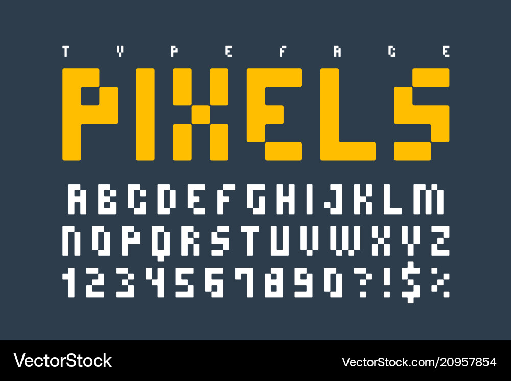 Pixel trendy typeset simple font system computer Pixel trendy typeset simple font system computer vector image