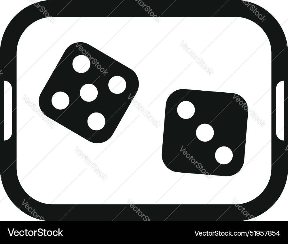 Two dice showing different numbers inside a tray Two dice showing different numbers inside a tray vector image