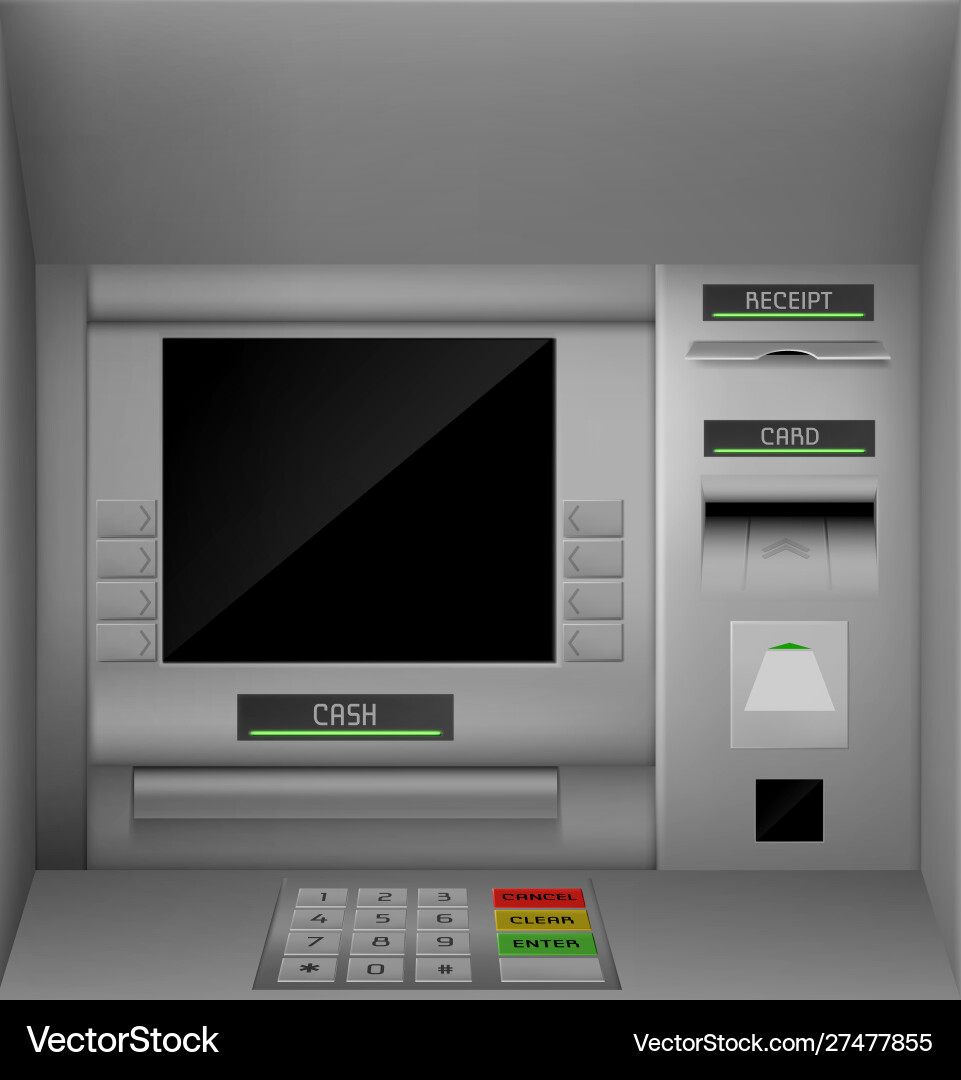 Atm screen automated teller machine monitor Atm screen automated teller machine monitor vector image