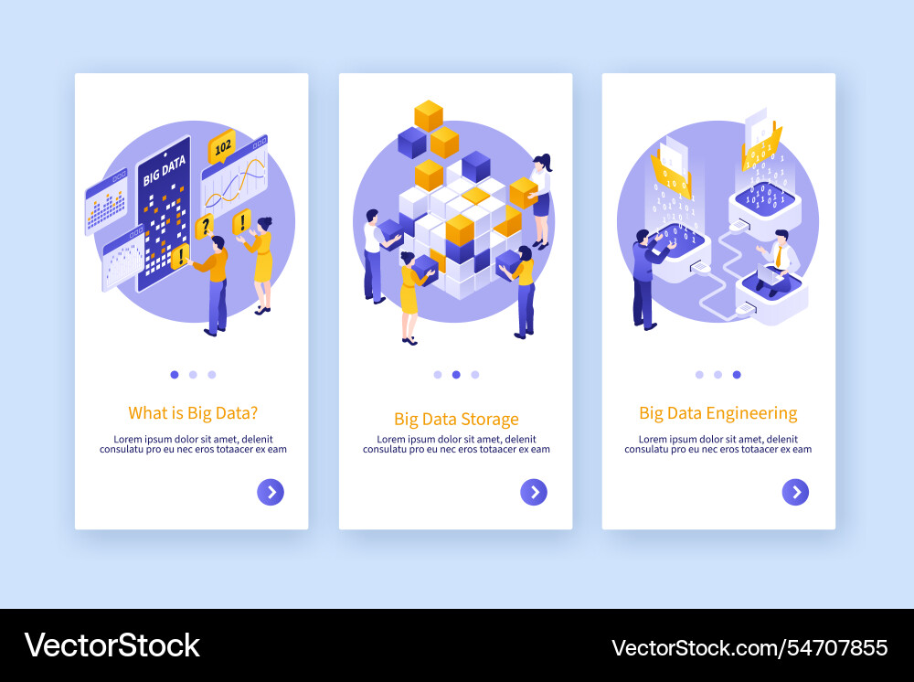 Big data app design in isometric view Vector Image