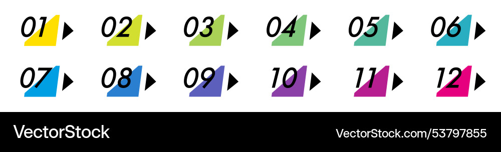 Bullet points numbers from 1 to 12 list Vector Image