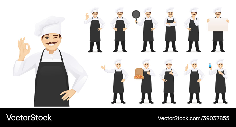 Chef Character Set Royalty Free Vector Image - VectorStock