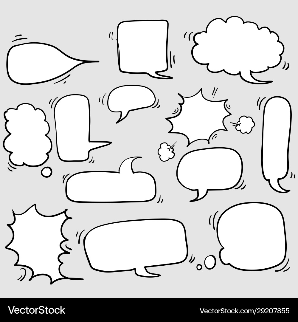 Hand Drawn Speech Bubbles Set Vector Image