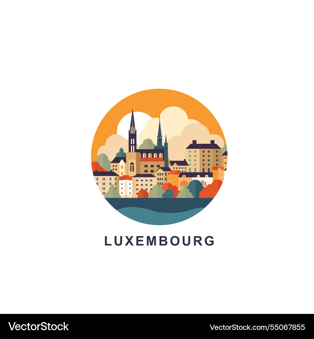 Luxembourg cityscape badge flat skyline logo icon Luxembourg cityscape badge flat skyline logo icon vector image