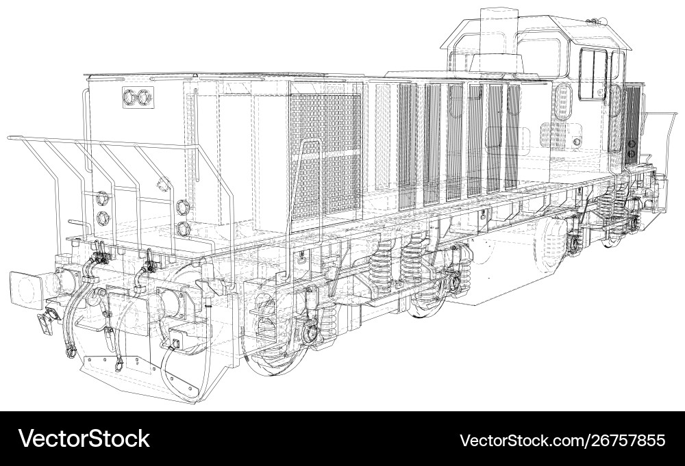 Train technical wire-frame rendering Train technical wire-frame rendering vector image