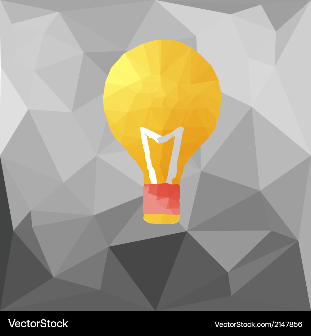 Bulb polygon infographic element with flat color vector image
