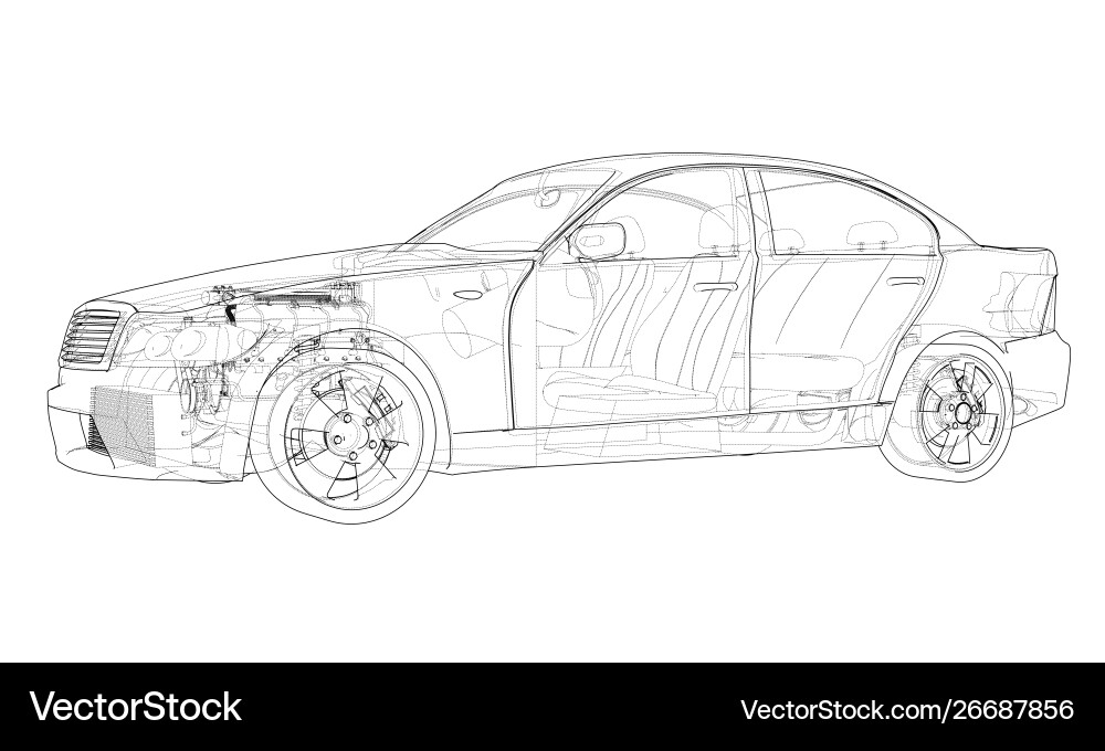 Concept car rendering 3d Concept car rendering 3d Vector Image