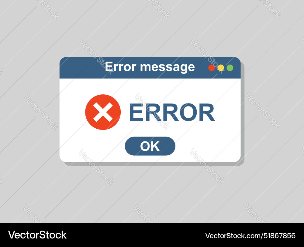 Error message icon in flat style computer window Error message icon in flat style computer window vector image