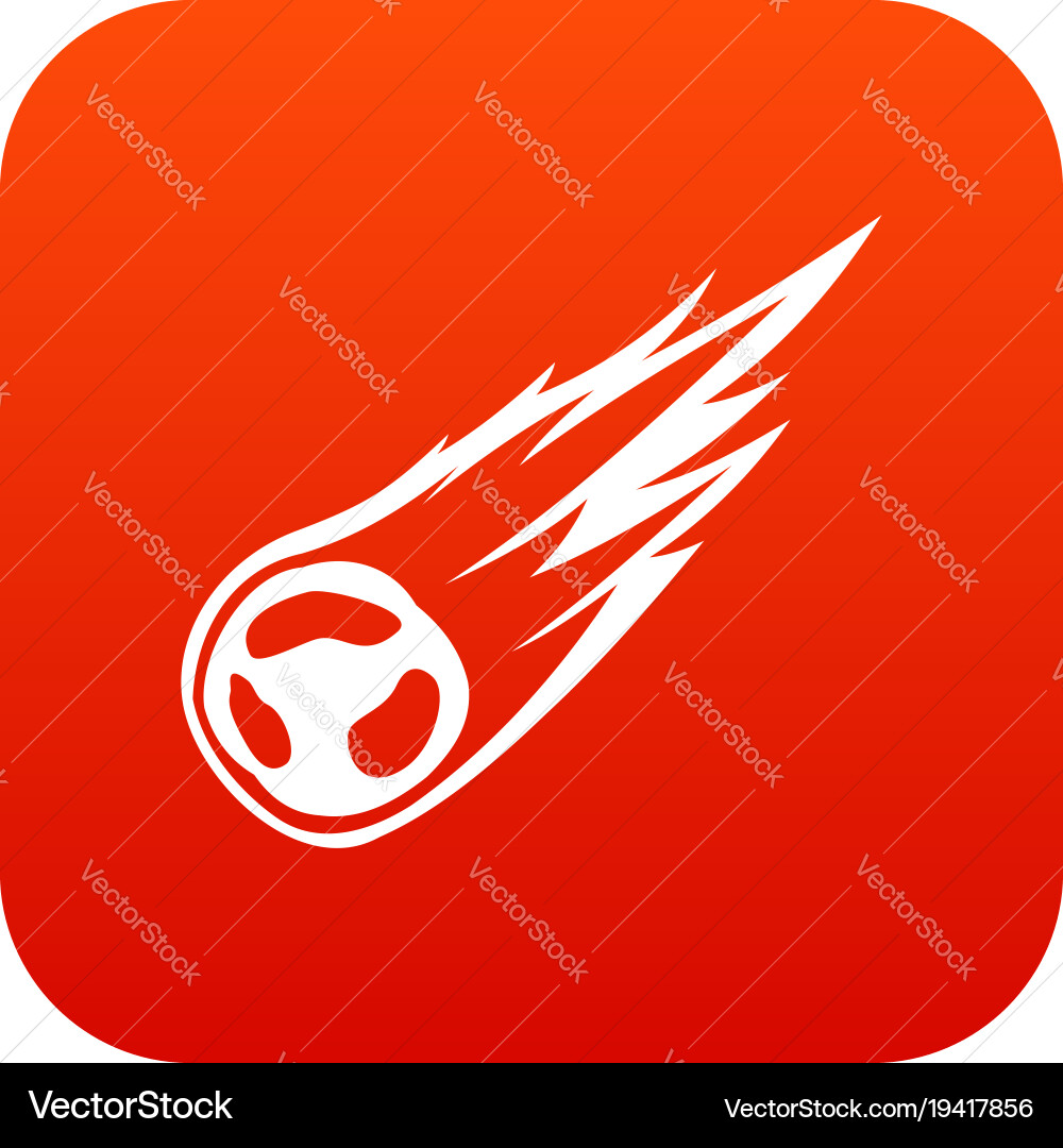 Falling meteor with long tail icon digital red vector image