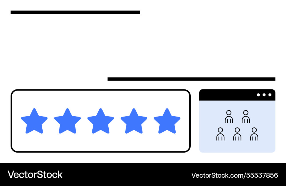 Five-star rating with user icons symbolizing Vector Image