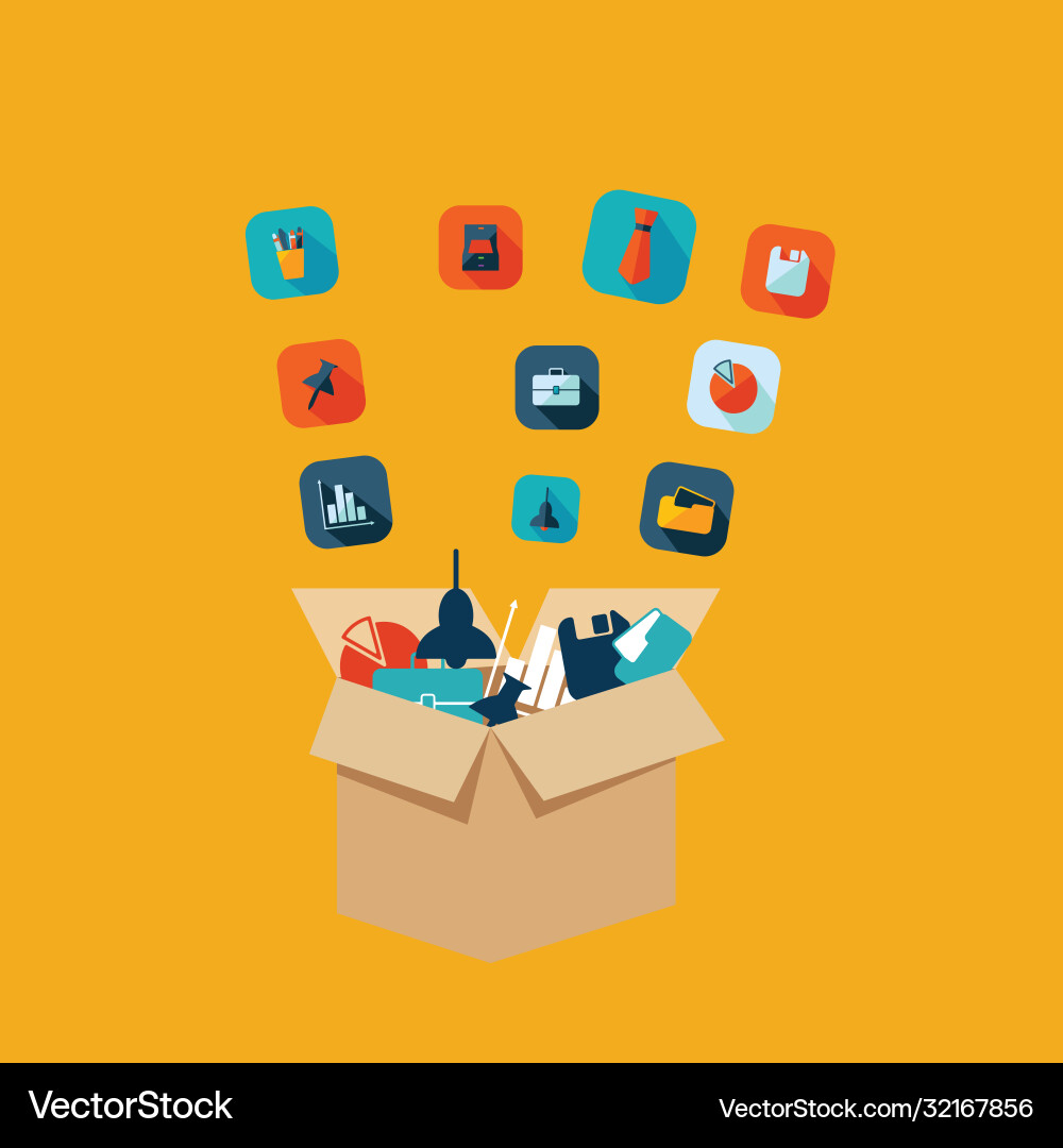 Flat concept set modern design with shadow office Vector Image