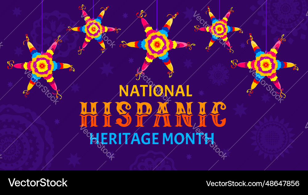 Hispanic heritage month banner with pinata stars Hispanic heritage month banner with pinata stars vector image