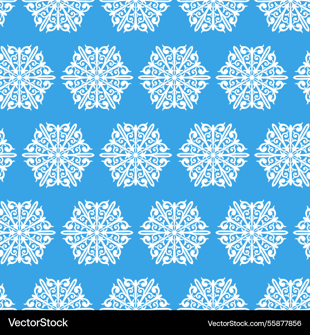 Seamless pattern snowflake round ornament Vector Image