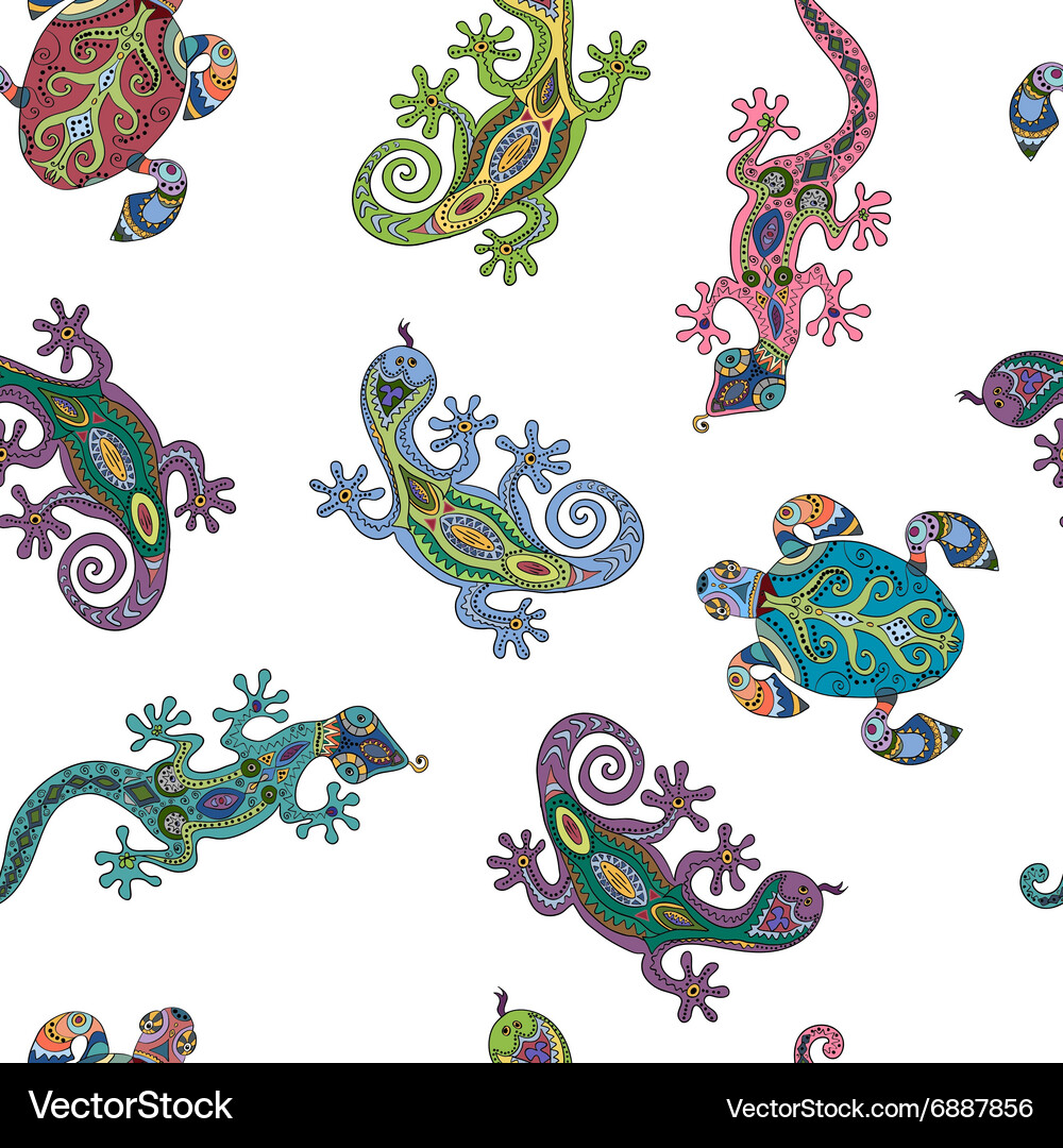 Seamless pattern with lizards Vector Image